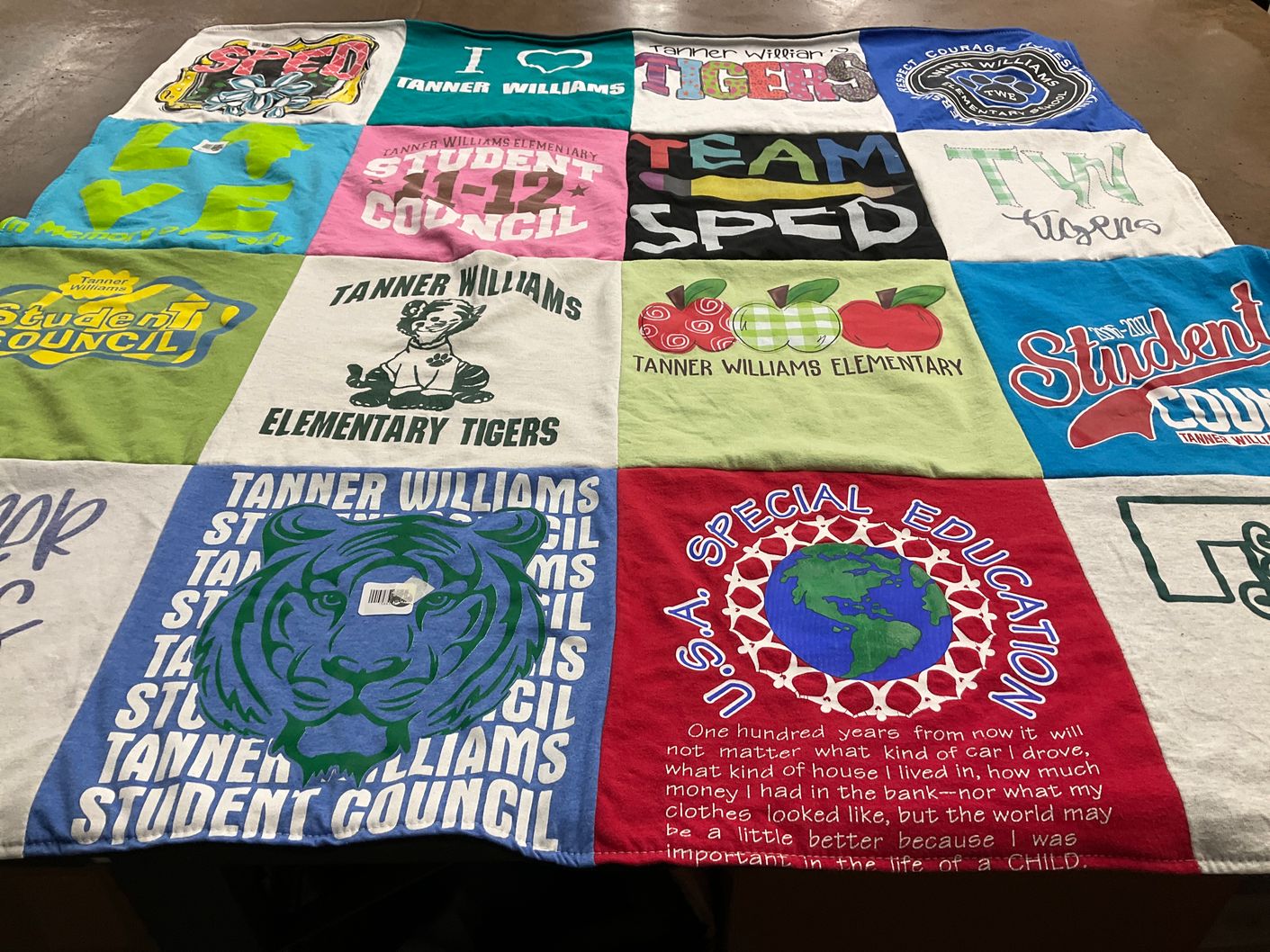 T-shirt quilt featuring tanner williams tigers by Sharon from AL
