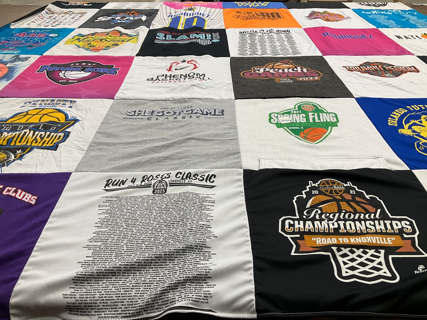 T-shirt quilt with basketball, sports themes by Jessica from FL