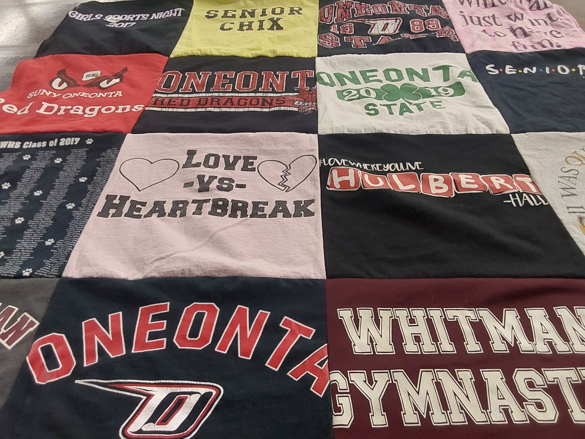 T-shirt quilt from suny oneonta, oneonta state university by Jill from NY