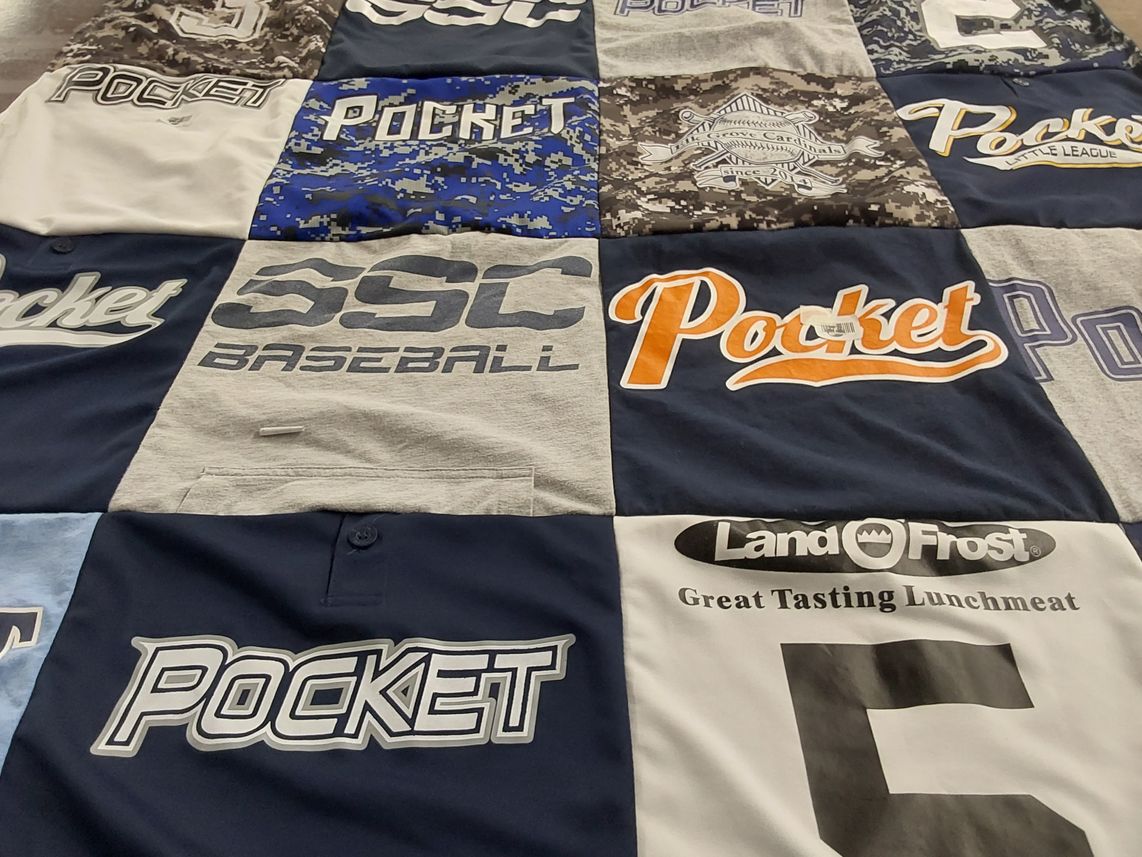 T-shirt quilt featuring pocket little league by Laura from CA