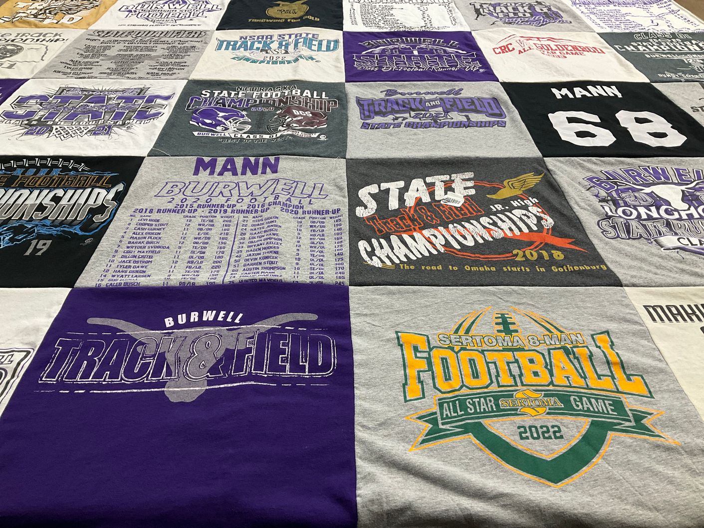 T-shirt quilt featuring burwell longhorns football by Linda from NE