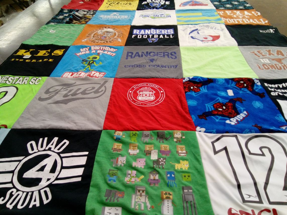 T-shirt quilt featuring texas longhorns, rangers football by Krista from TX