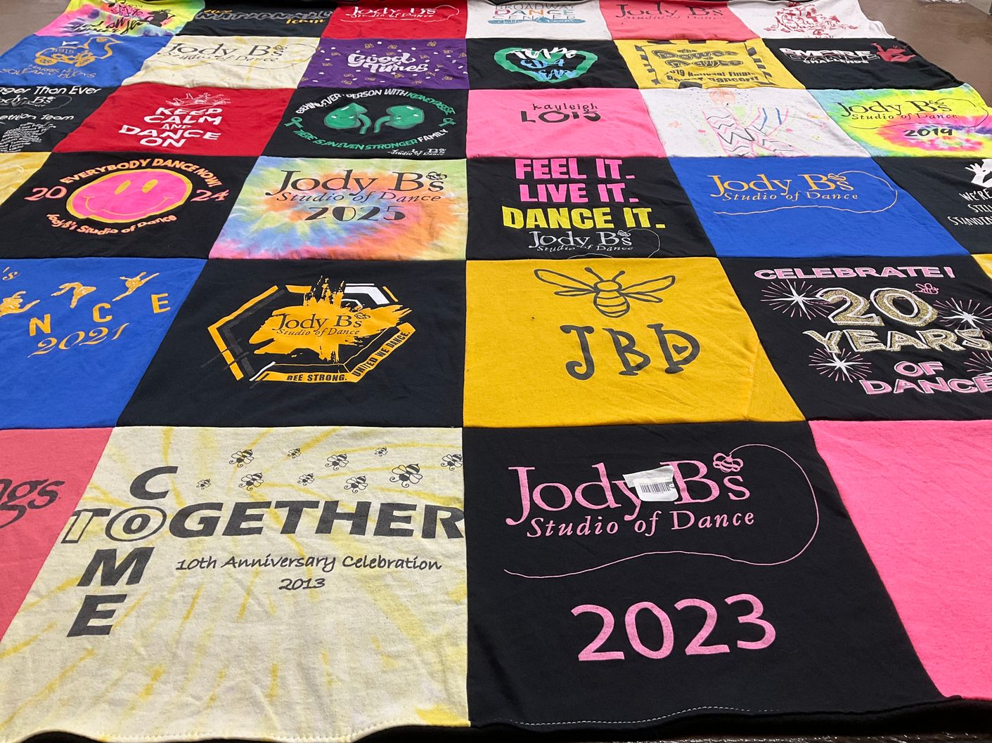 T-shirt quilt with dance themes by Luanne from NY