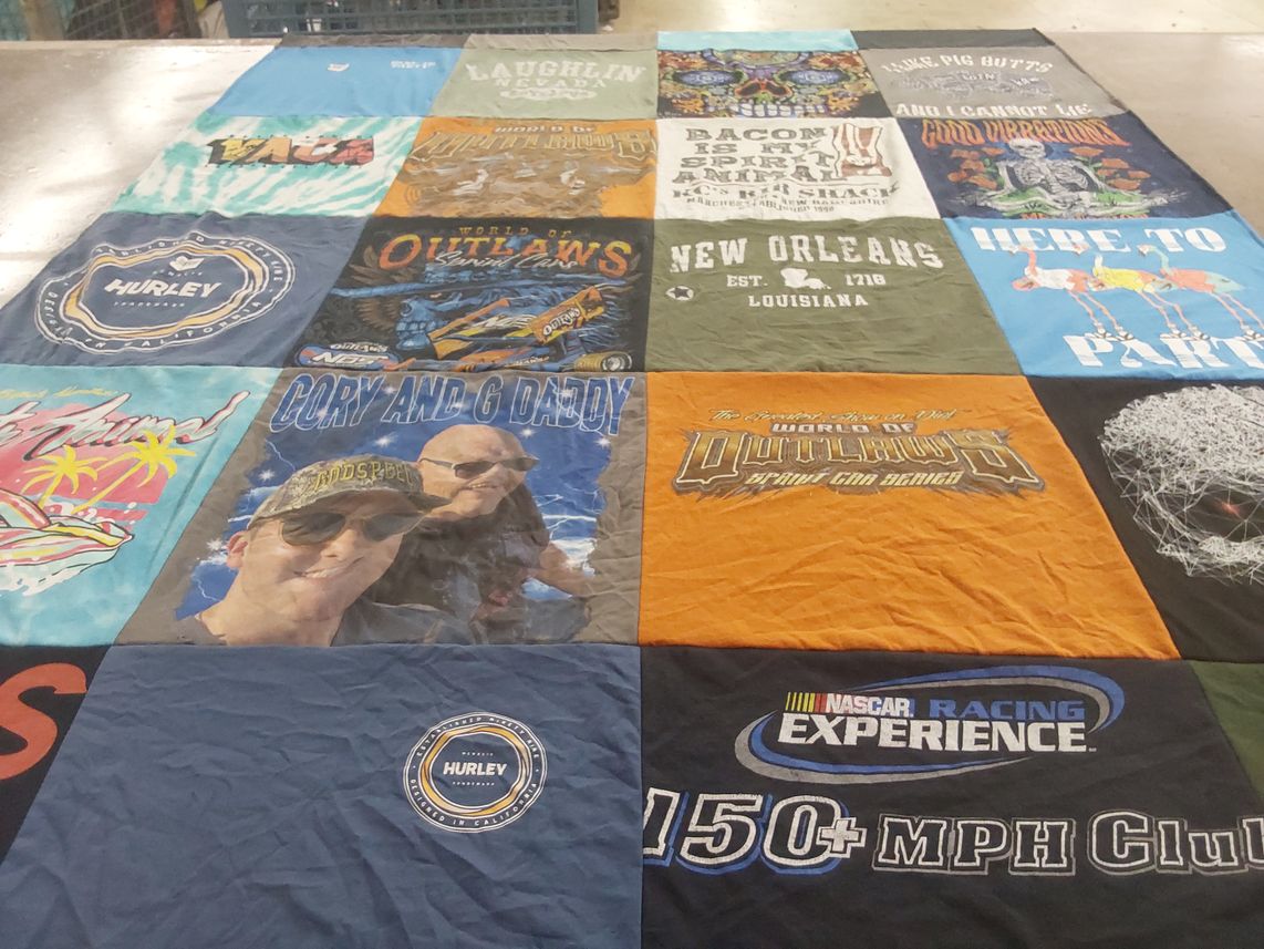 T-shirt quilt with nascar, motorsports themes by Mildred from SC