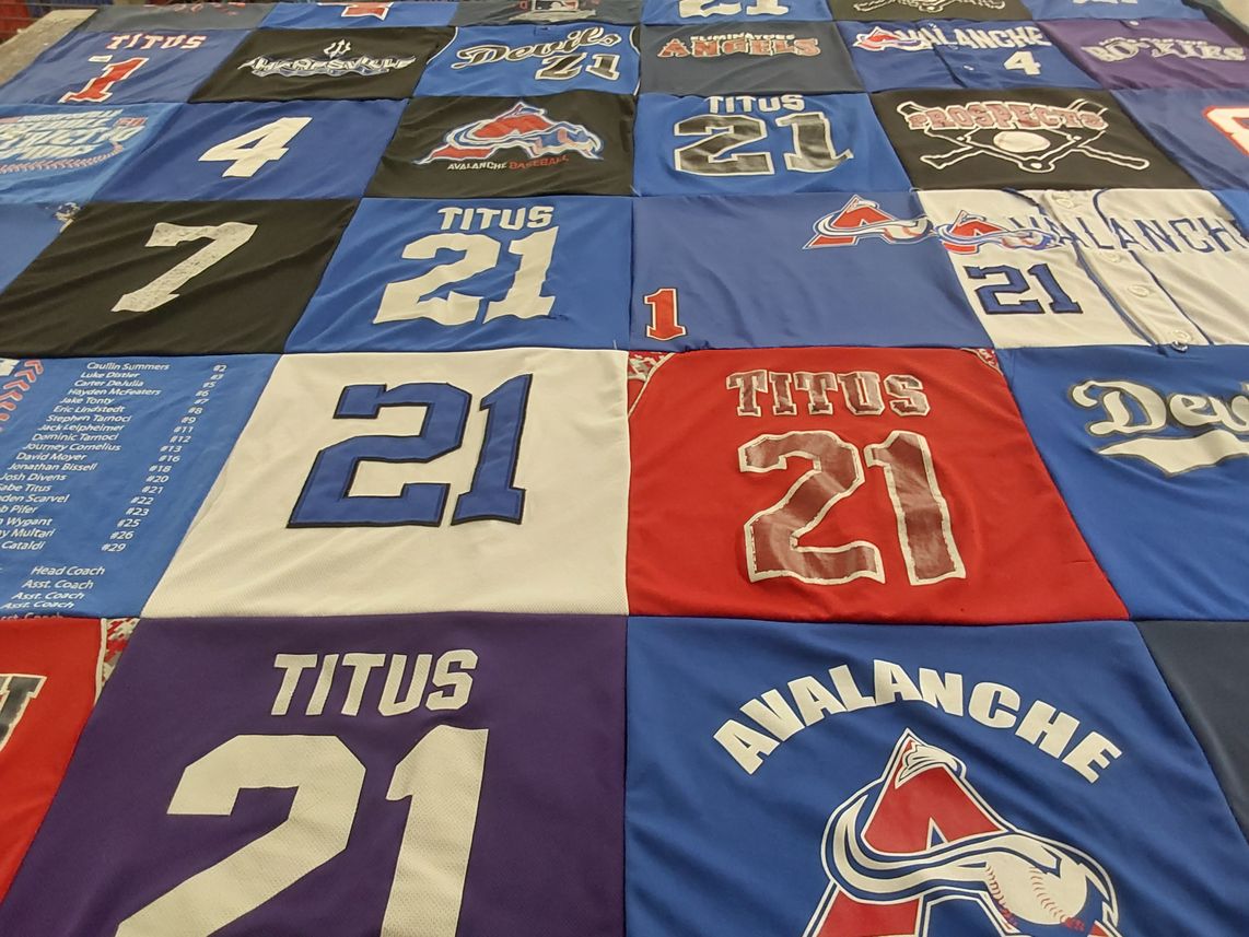 T-shirt quilt with baseball themes by Lisa from PA