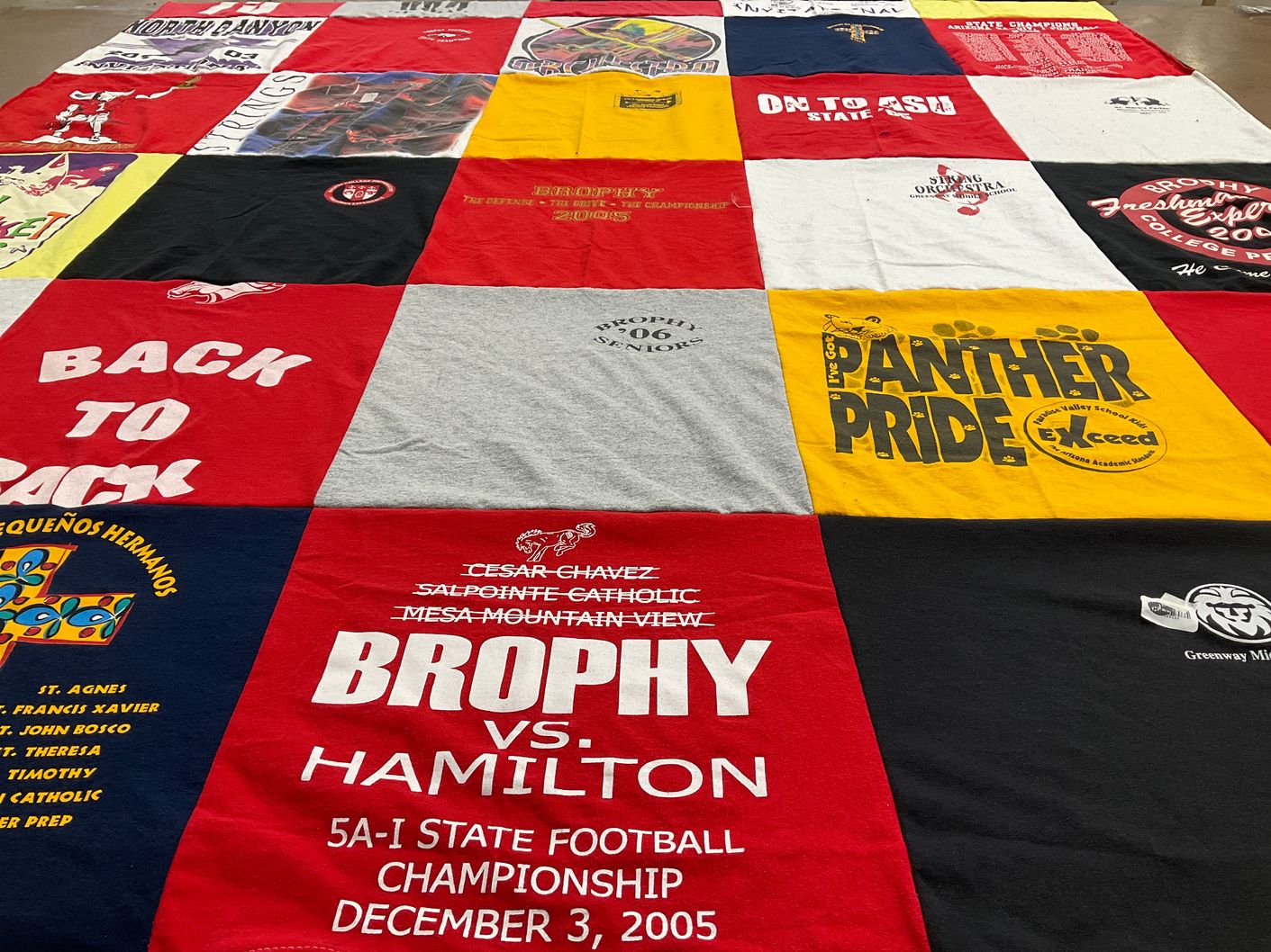 T-shirt quilt featuring brophy college preparatory football, hamilton high school football by Susan from AZ