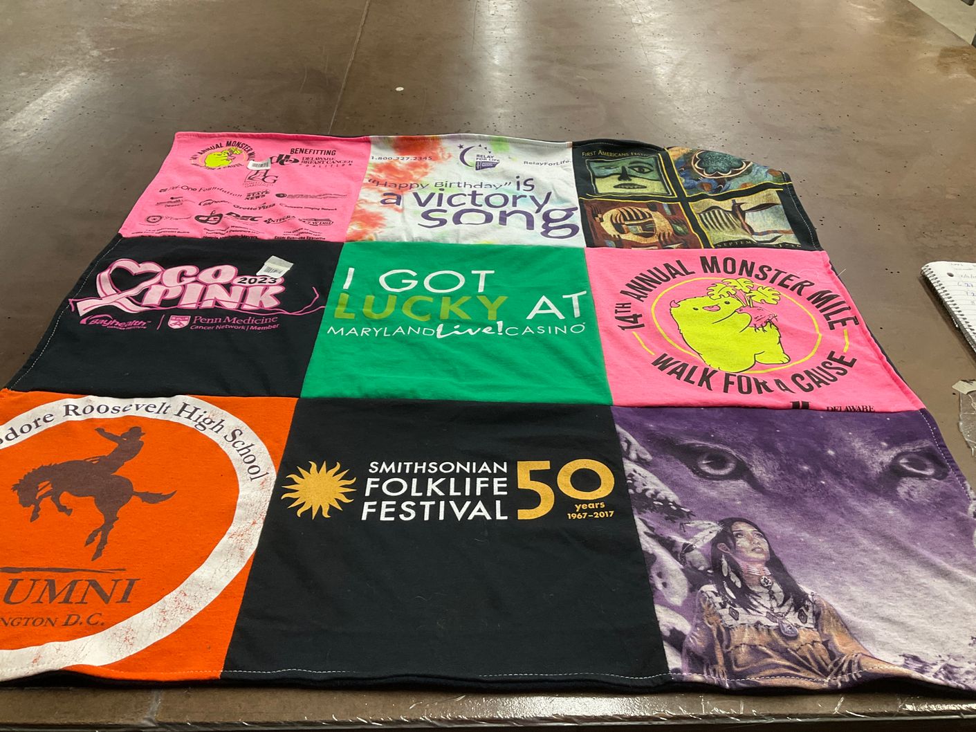 T-shirt quilt from theodore roosevelt high school by Elise from MD