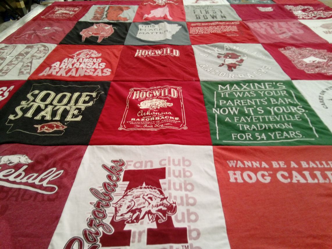 T-shirt quilt featuring arkansas razorbacks by Monica from AR