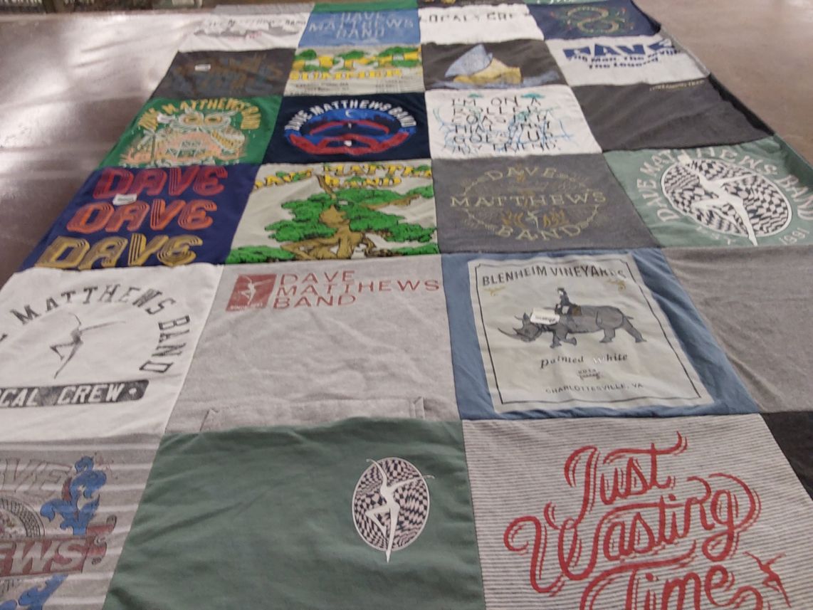 T-shirt quilt with music, bands themes by Teena from MI