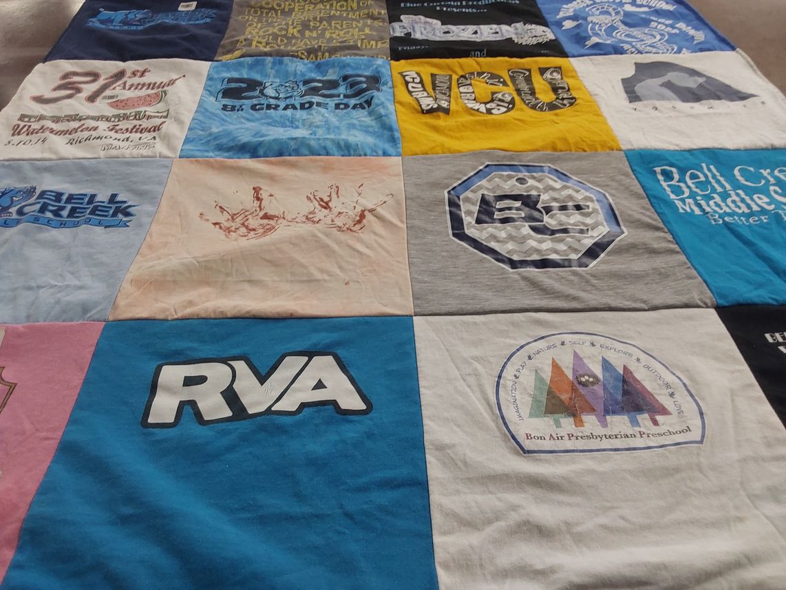 T-shirt quilt from bell creek middle school by Daniela from VA