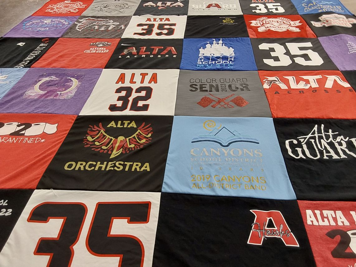 T-shirt quilt featuring alta lacrosse, alta color guard by Julia from UT
