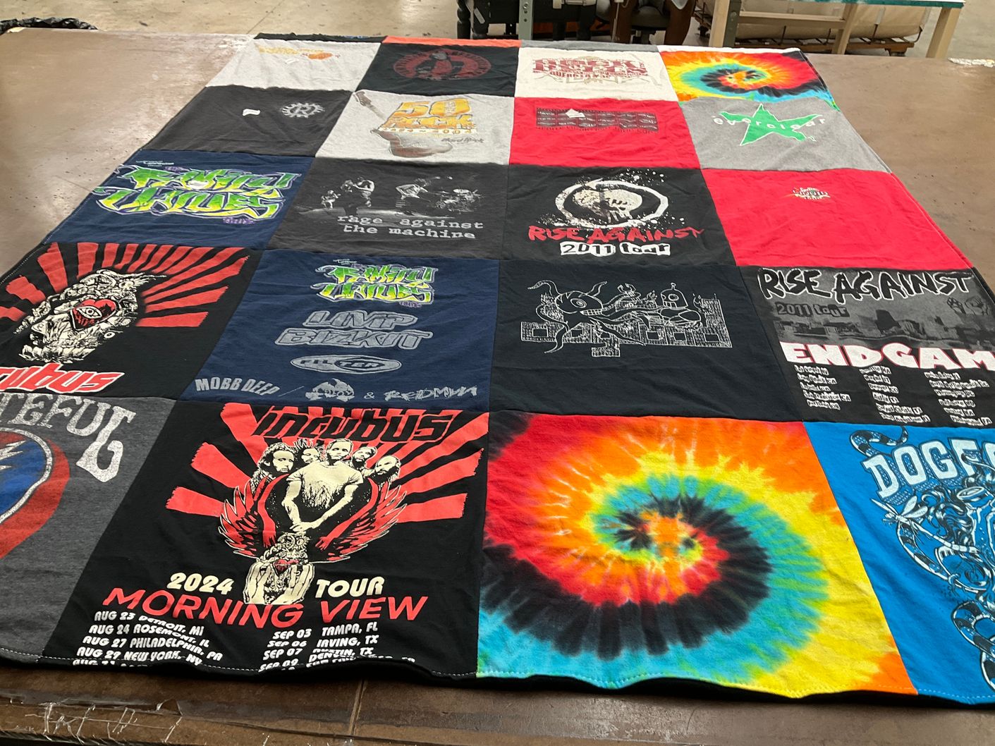 T-shirt quilt with music, bands themes by Ryan from CA