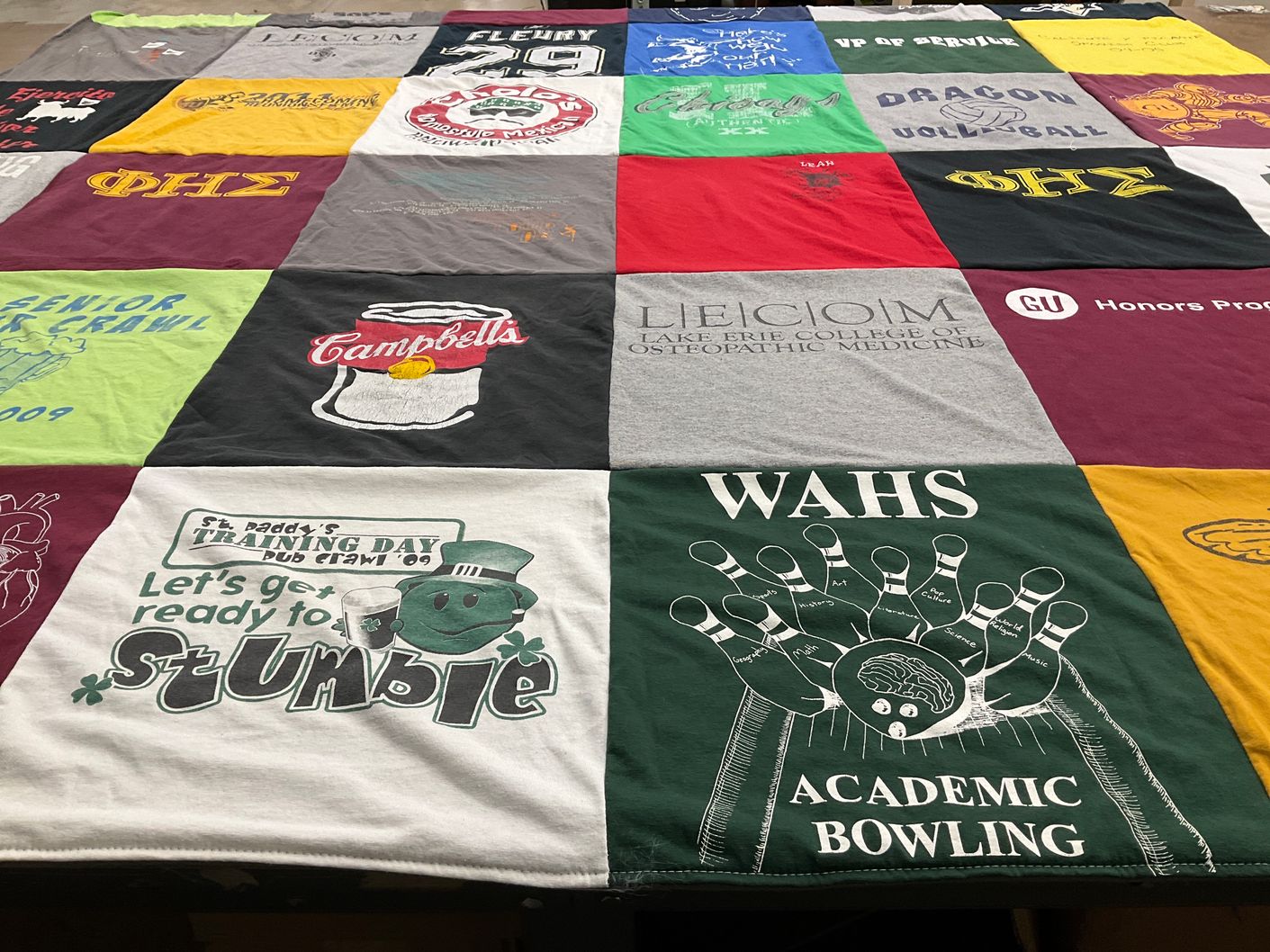 T-shirt quilt featuring dragon volleyball by Leah from PA