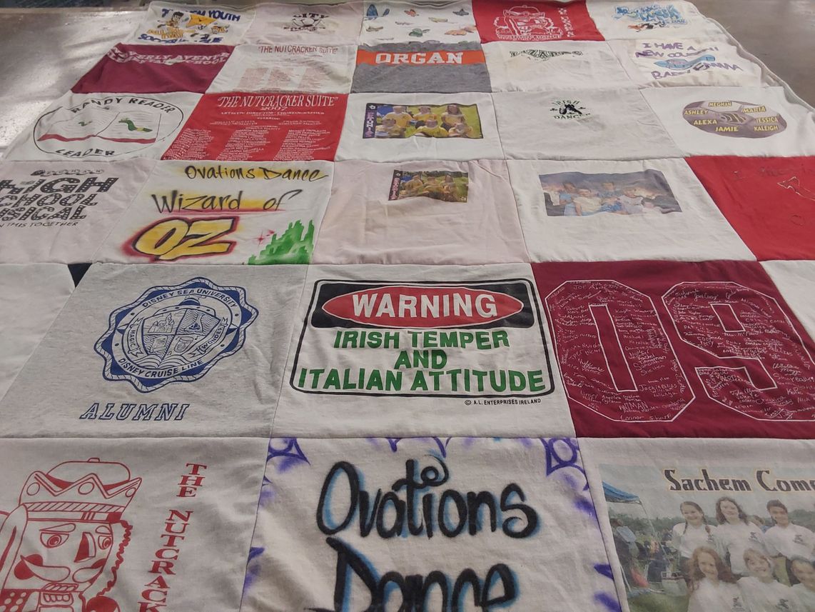 T-shirt quilt from sachem high school by Denise from NY