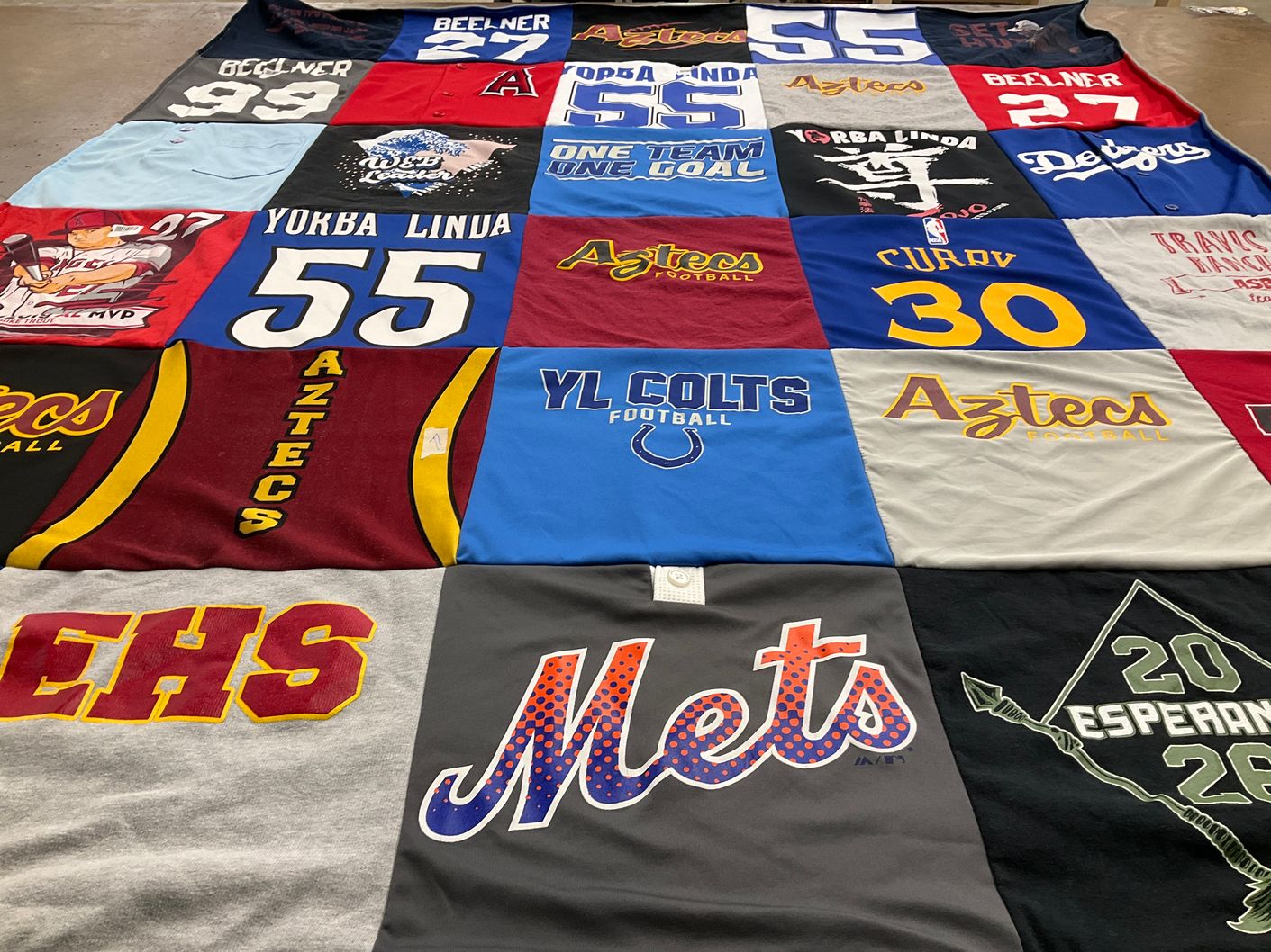 T-shirt quilt featuring aztecs football, yl colts football by Gina from CA
