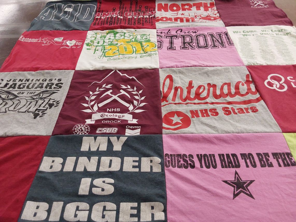 T-shirt quilt featuring jennings jaguars by Sunshine from CA