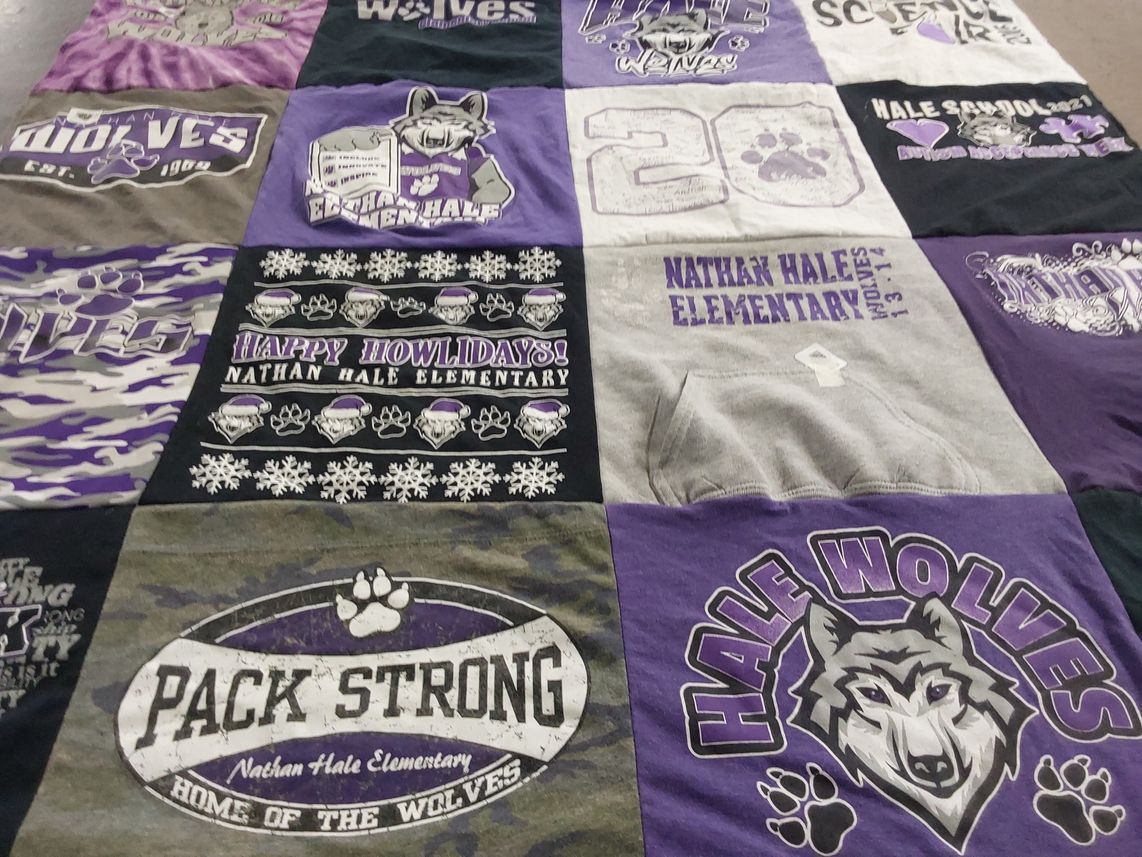 T-shirt quilt featuring nathan hale wolves by Valerie from IL