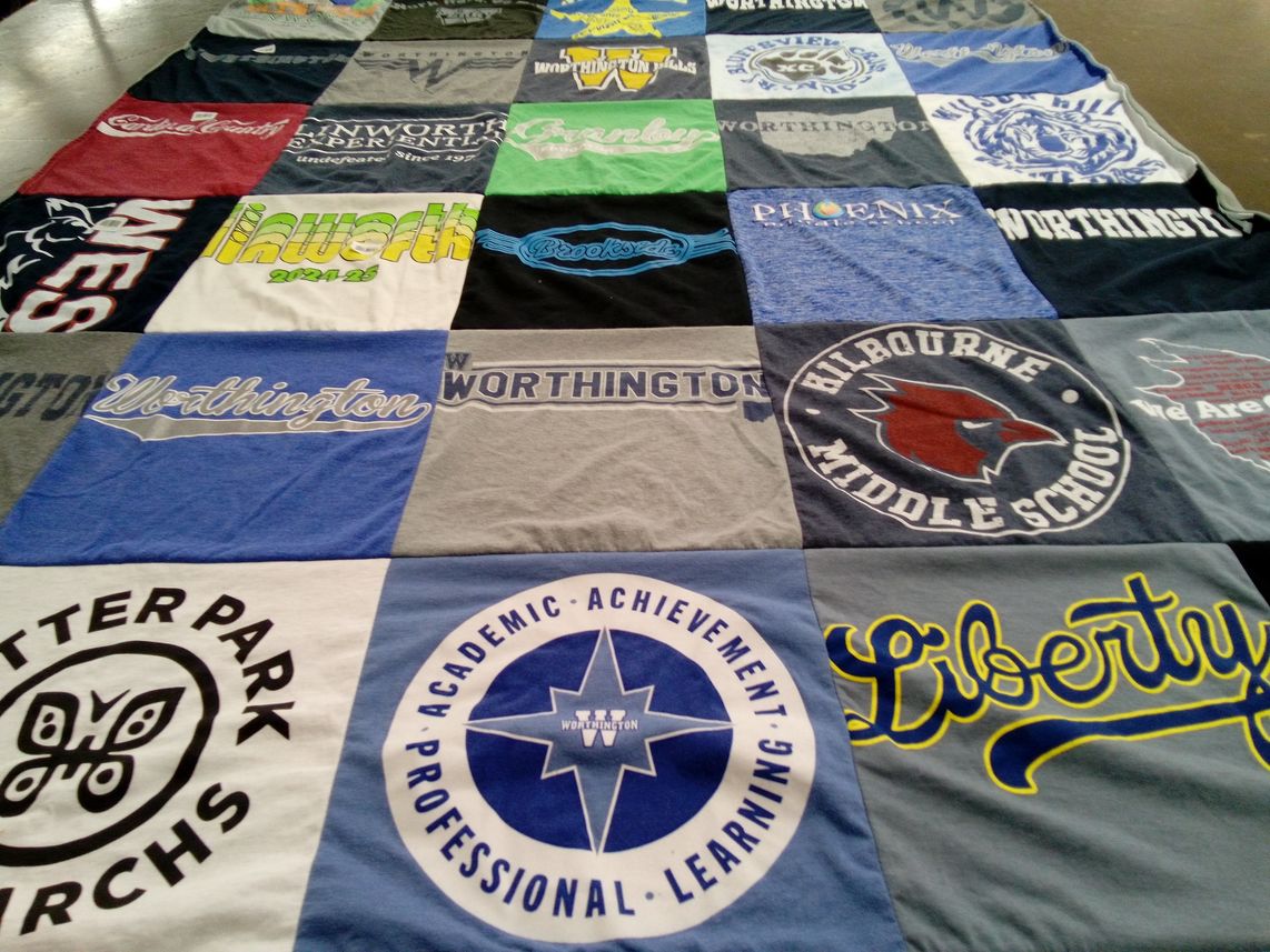 T-shirt quilt from worthington school, hilbourne middle school by Priscilla from MA