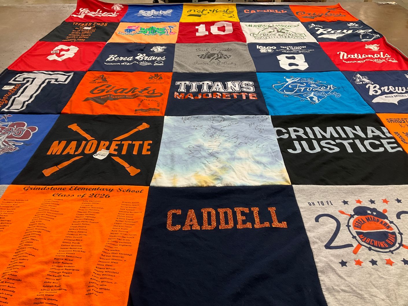 T-shirt quilt featuring titans majorettes by Mallory from OH