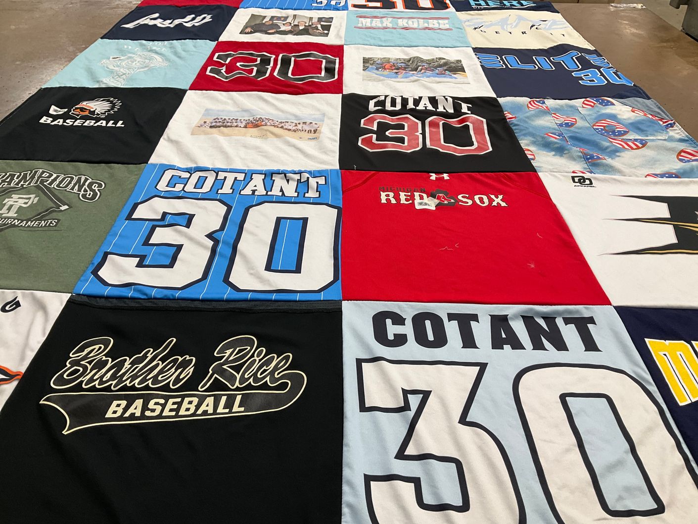 T-shirt quilt featuring brother rice baseball by Leanne from MI