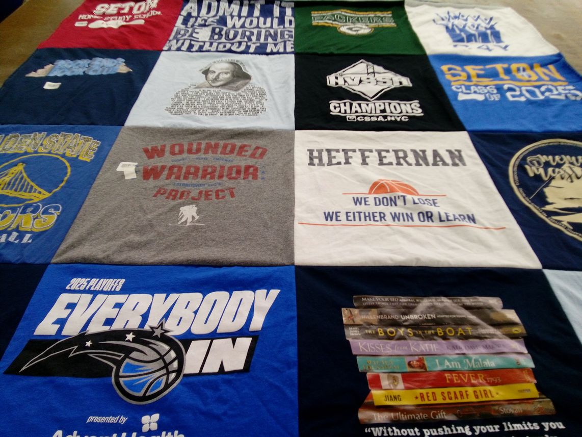T-shirt quilt featuring golden state warriors, orlando magic by Amy from CT