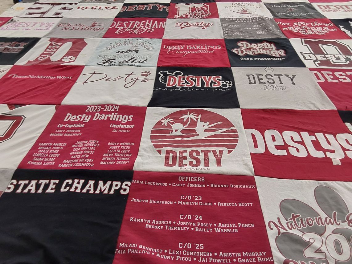 T-shirt quilt with dancing, dance teams themes by Roxanne from LA