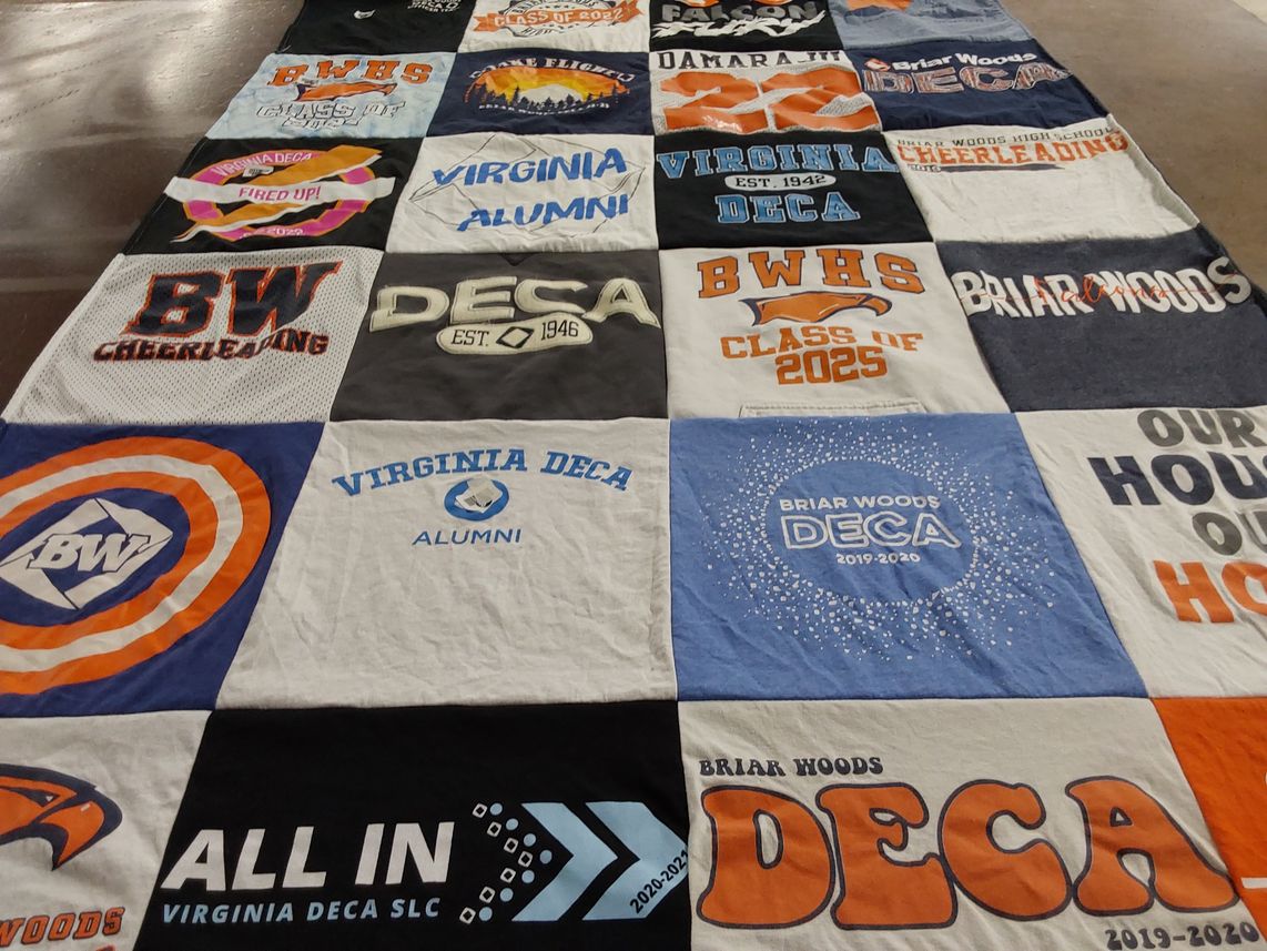 T-shirt quilt from briar woods high school by Madhavi from VA