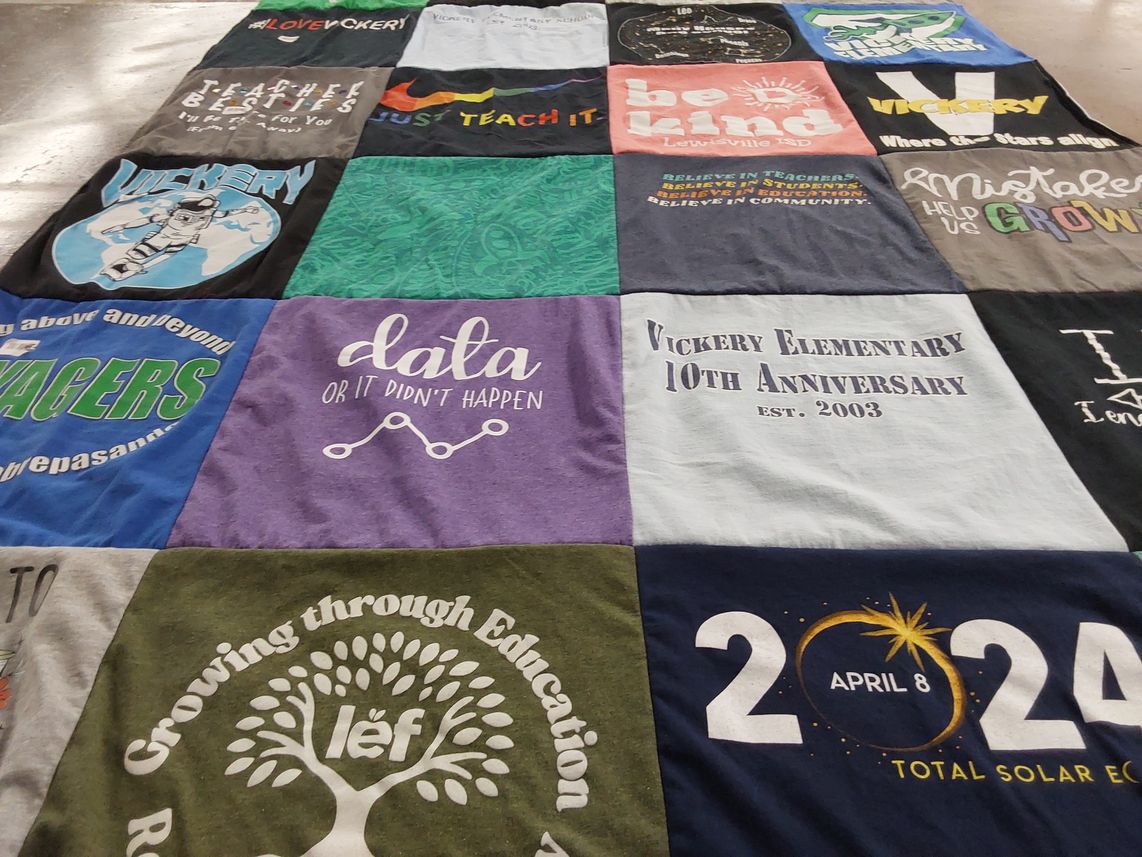 T-shirt quilt from vickery elementary school by Cherie from TX