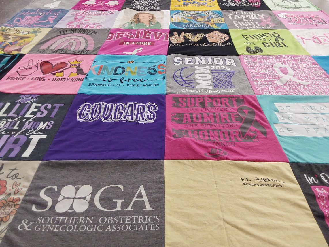 T-shirt quilt featuring cougars by Marcia from IL