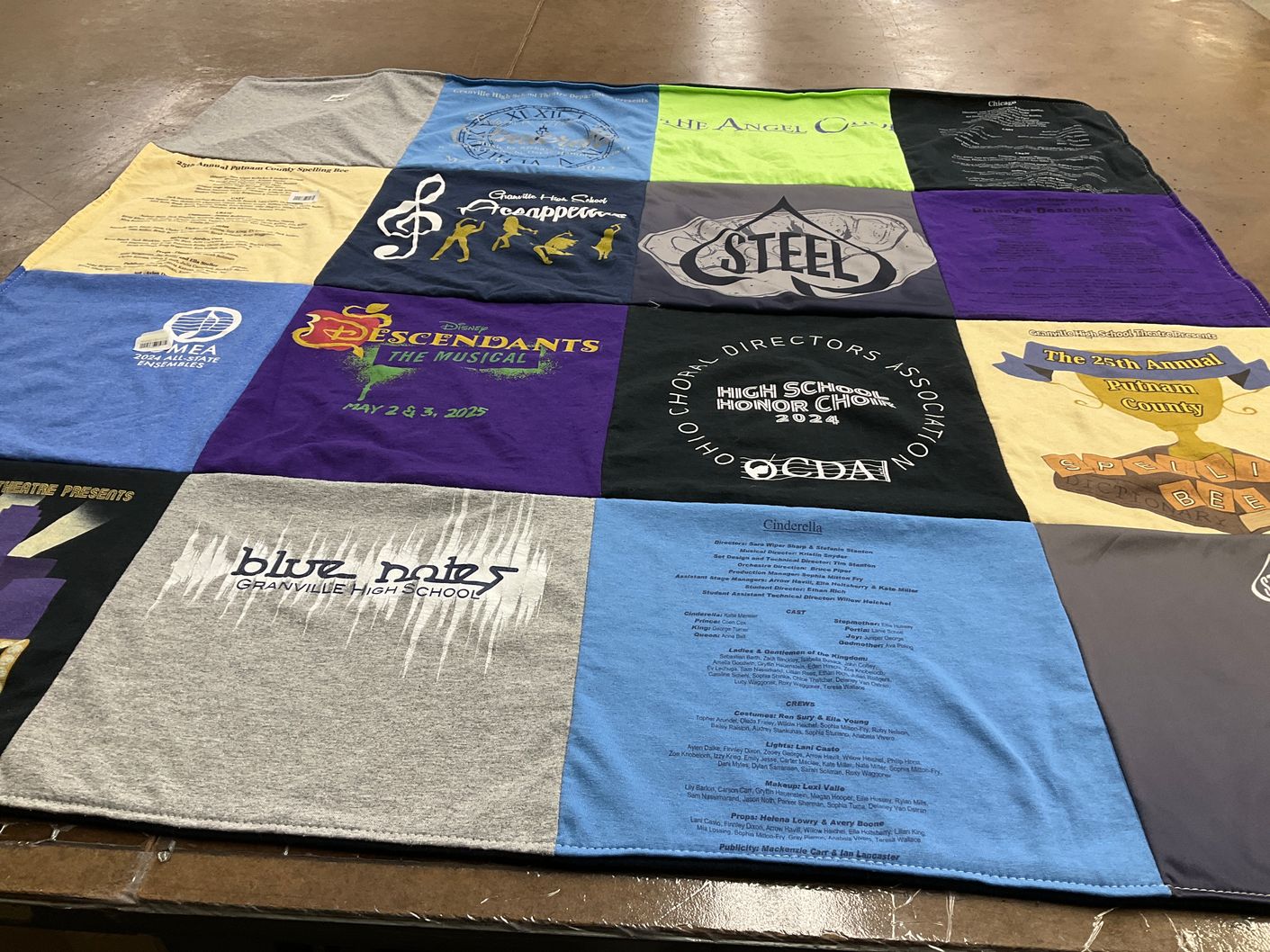 T-shirt quilt from granville high school by Isabelle from OH