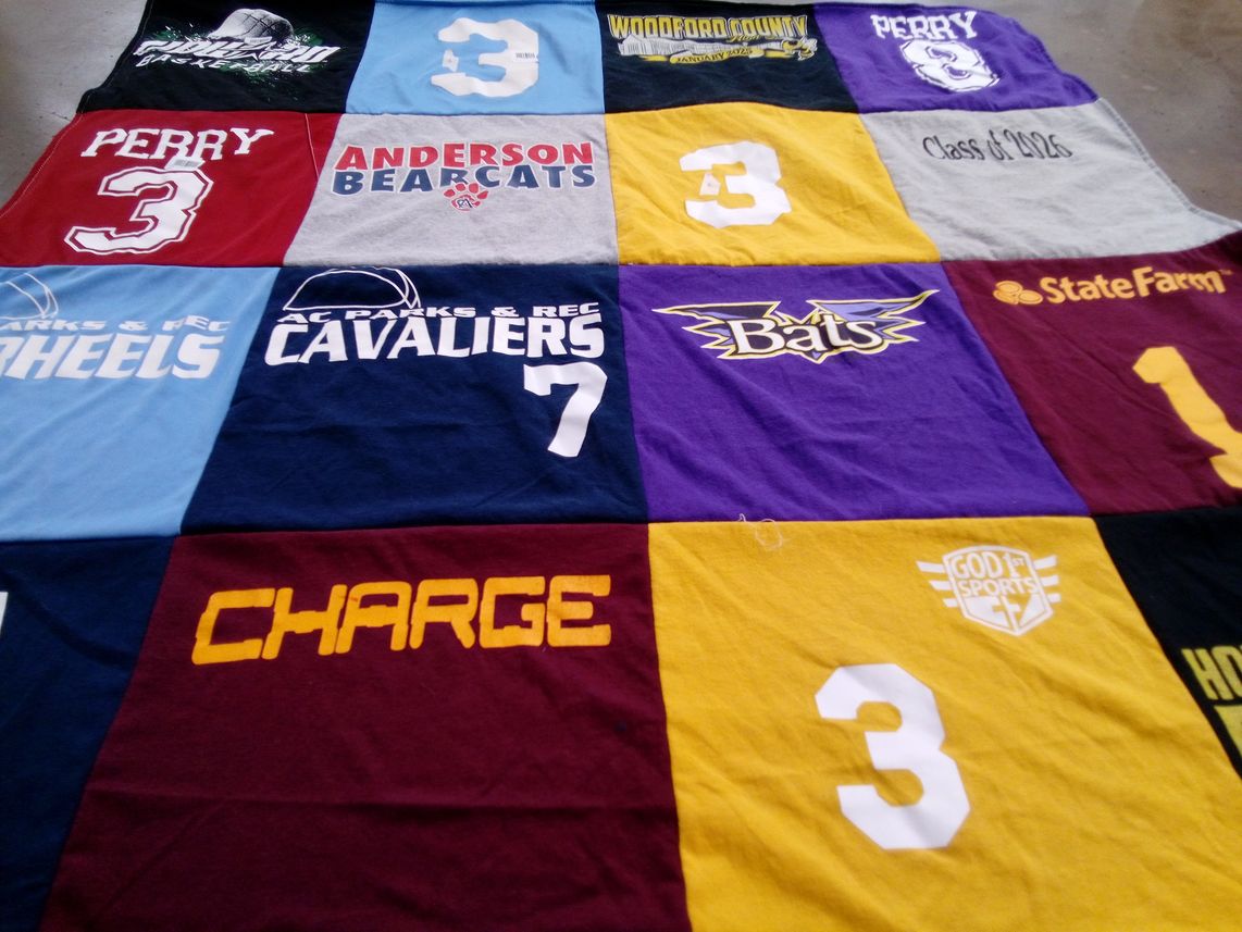 T-shirt quilt featuring anderson bearcats, cavalier's by Jennifer from KY