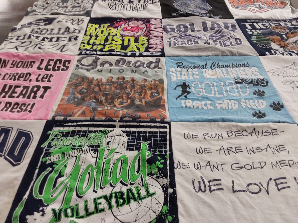 T-shirt quilt from goliad high school by Avery from TX