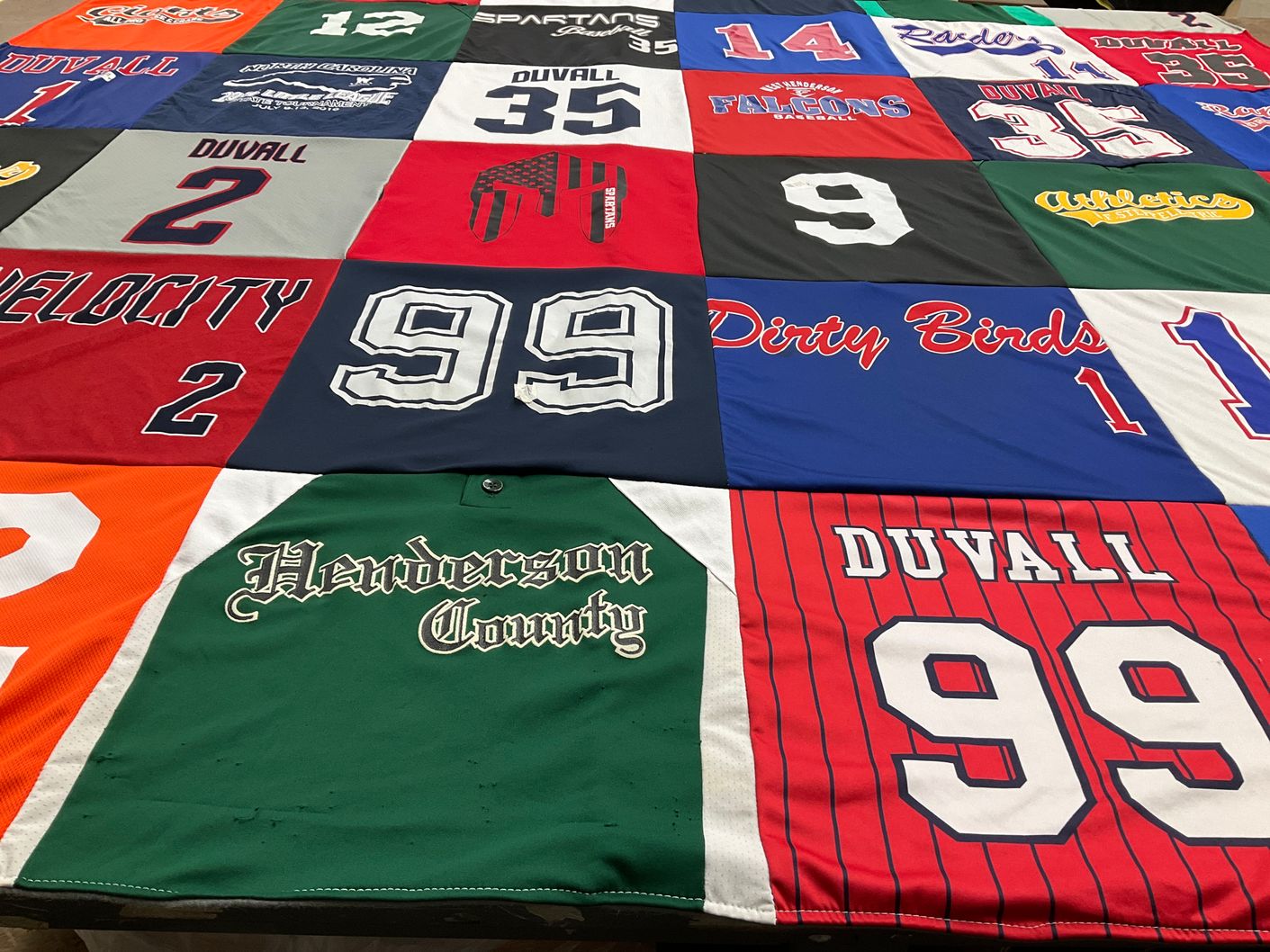 T-shirt quilt with baseball themes by Jennifer from NC