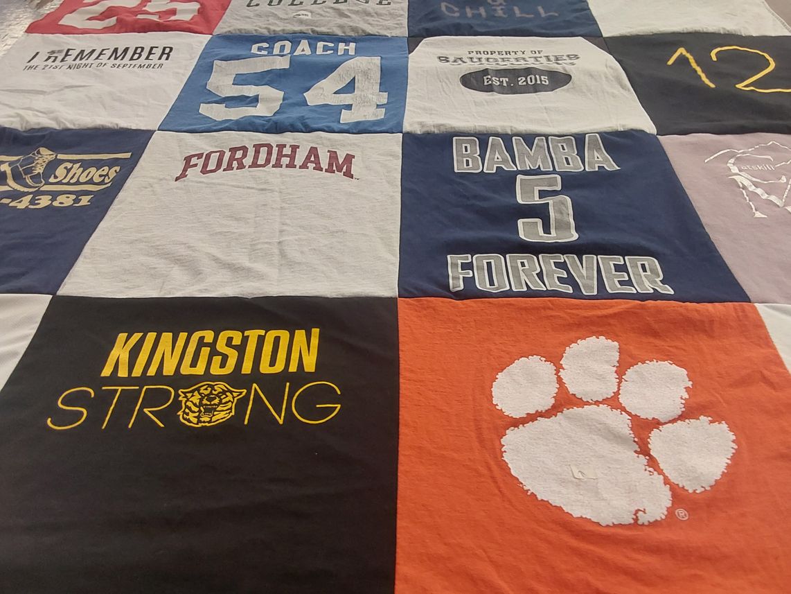 T-shirt quilt from fordham university, clemson university by Tina from NY