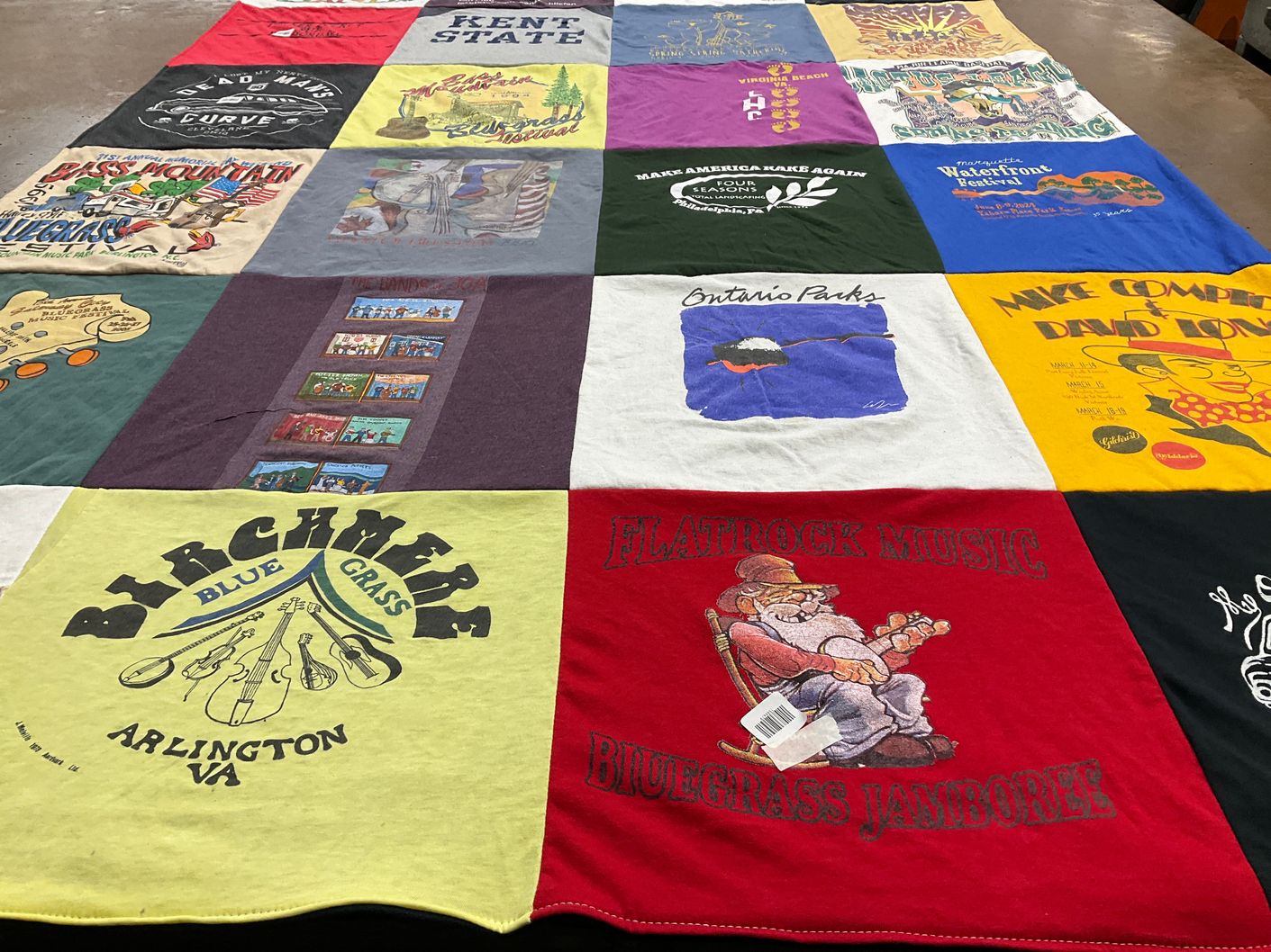 T-shirt quilt with bluegrass music themes by Bob from WI