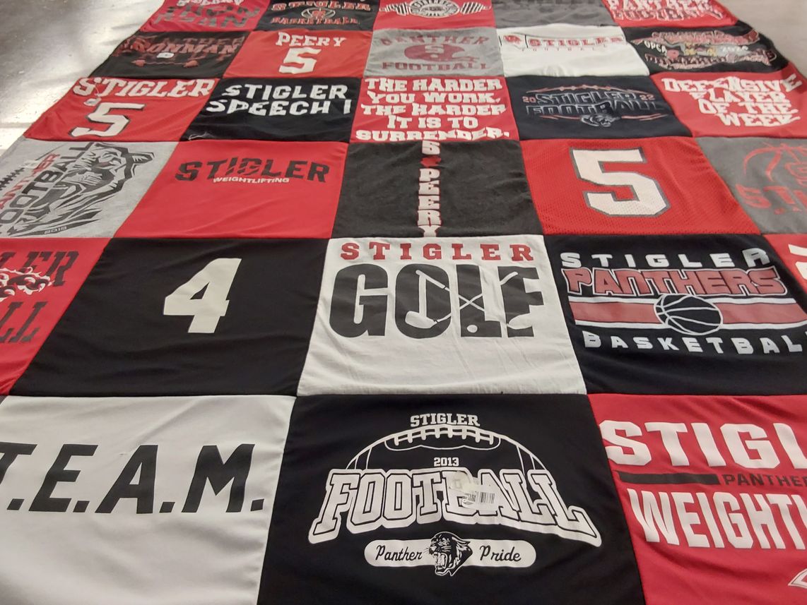 T-shirt quilt featuring stigler panthers by Stephanie from OK