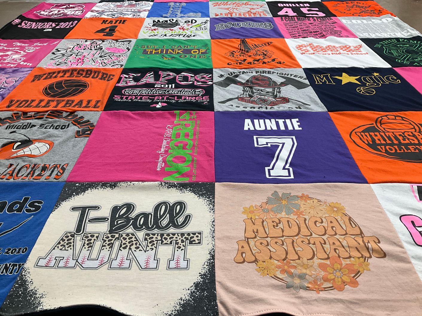 T-shirt quilt from whitesburg middle school by Glenda from KY