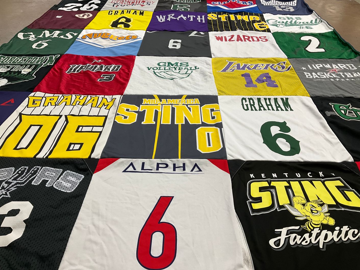 T-shirt quilt featuring kentucky sting, graham wizards by Danielle from KY