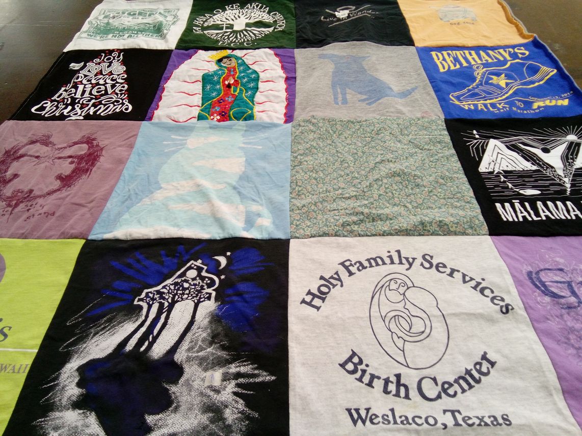 T-shirt quilt with community, charity themes by Diane from FL