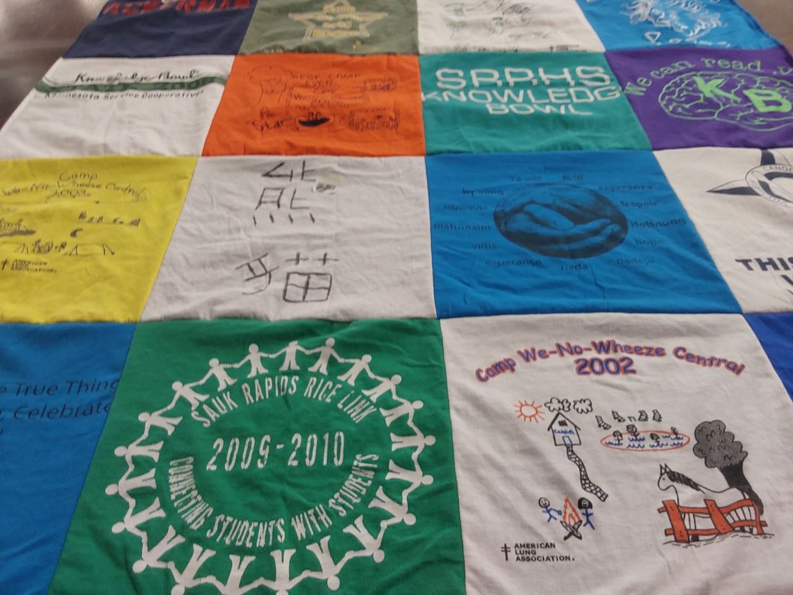 T-shirt quilt from sauk rapids high school by Janet from MN