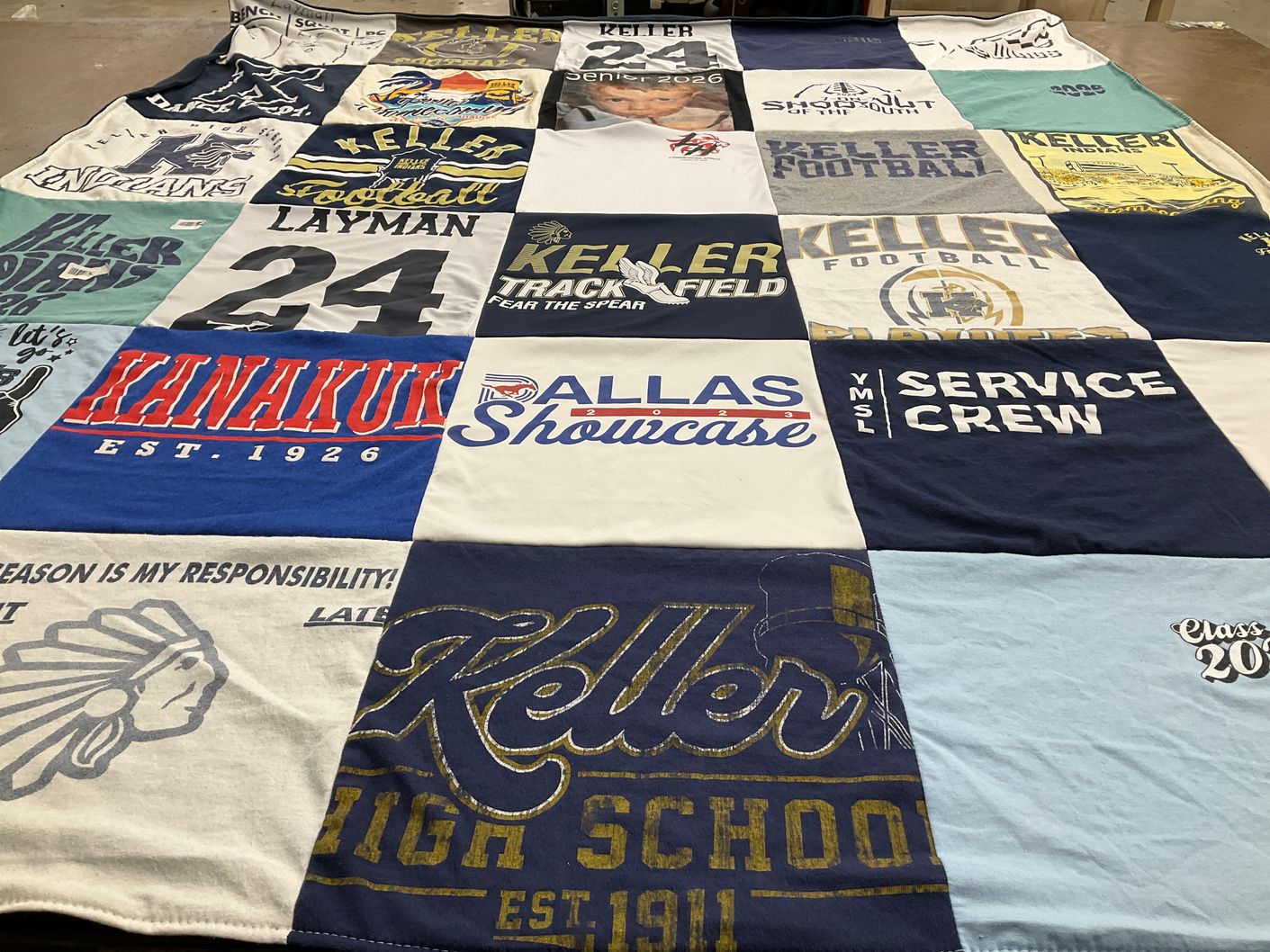 T-shirt quilt featuring keller football by Lissy from TX