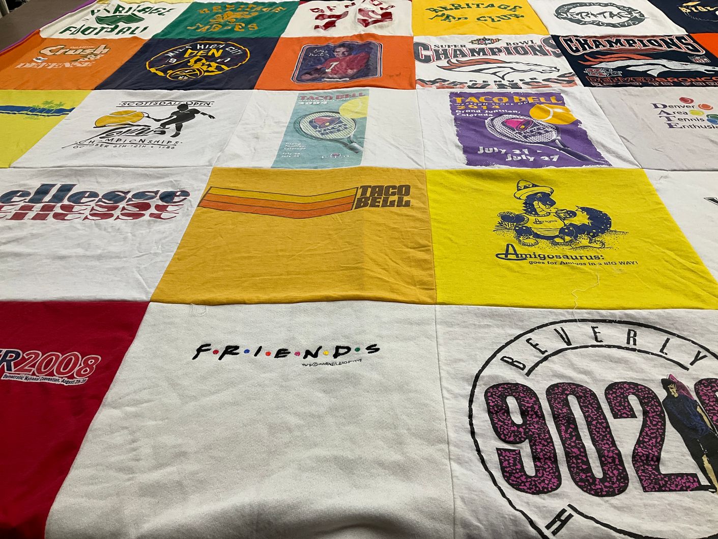 T-shirt quilt with food, television themes by Matt from CO