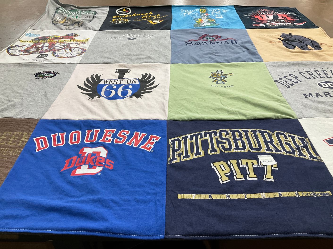 T-shirt quilt featuring duquesne dukes, pittsburgh panthers by Maura from PA