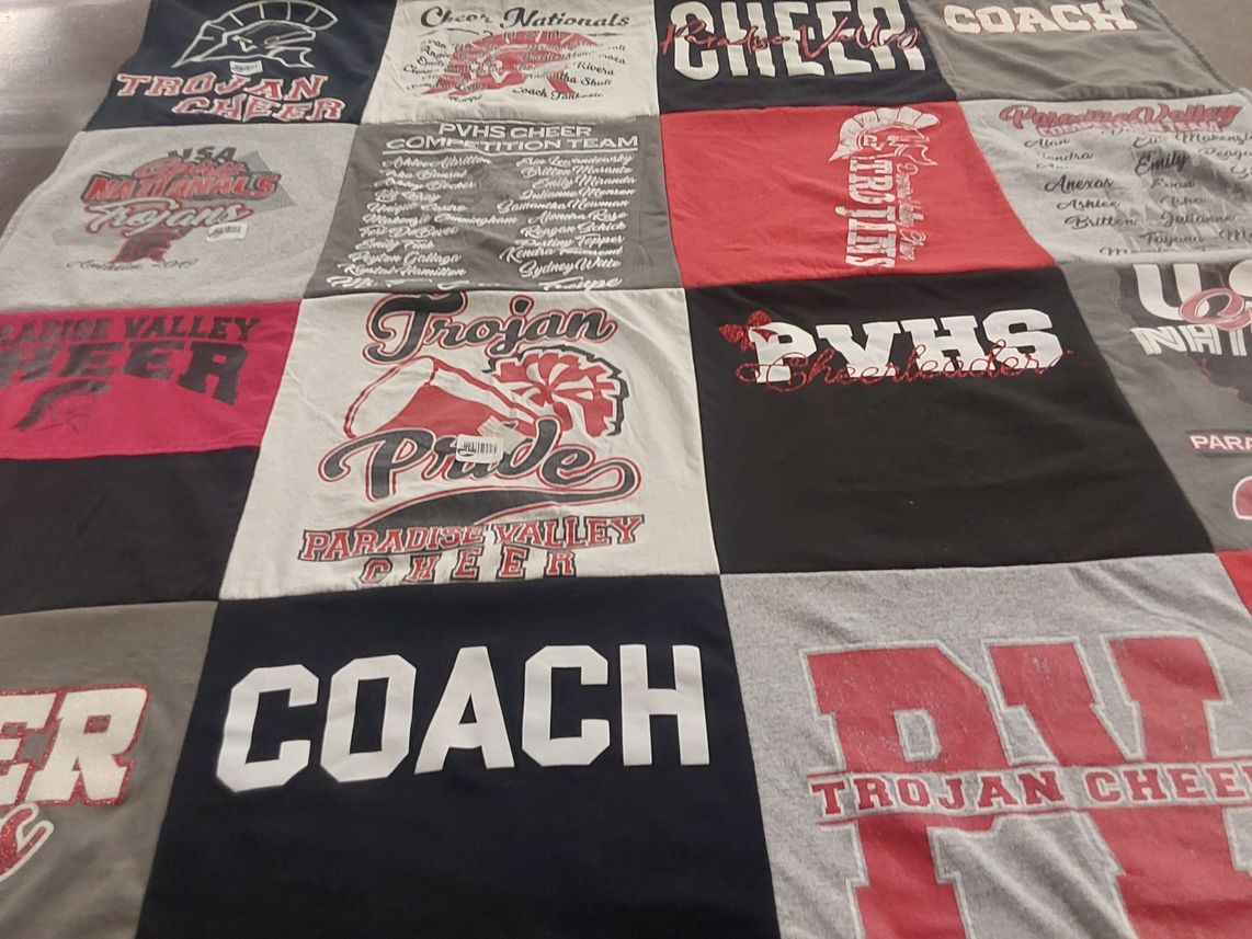 T-shirt quilt featuring paradise valley cheerleaders by Savanna from AZ