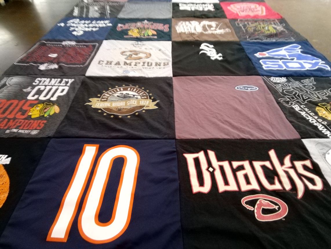 T-shirt quilt featuring chicago blackhawks, arizona diamondbacks by Donna from IL