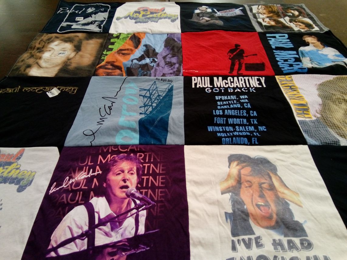 T-shirt quilt with music, rock themes by Dale from NY
