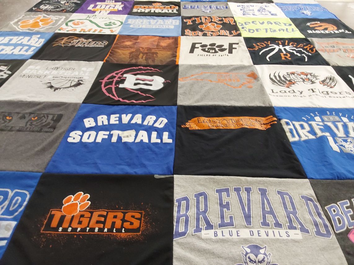 T-shirt quilt featuring brevard blue devils, brevard tigers by Sonya from NC