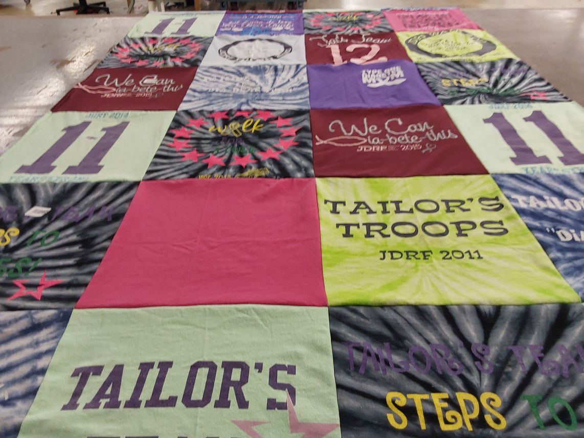 T-shirt quilt with charity, support themes by Traci from OK