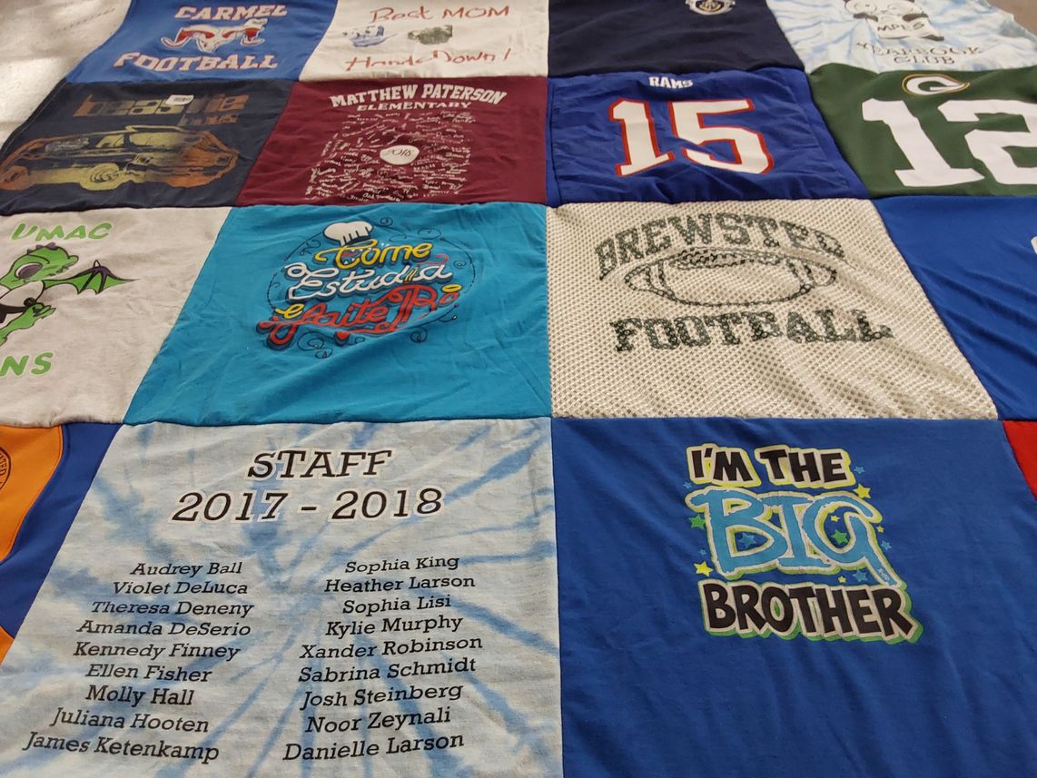 T-shirt quilt featuring carmel football, brewster football by Marta from NY