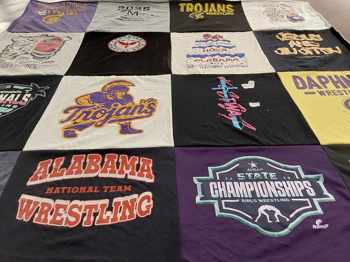 T-shirt quilt featuring alabama national team, trojans wrestling by Erin from AL